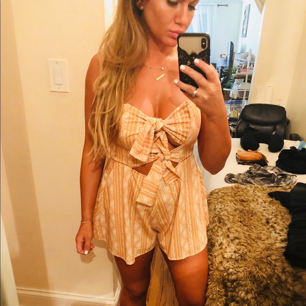 Gold and White Romper